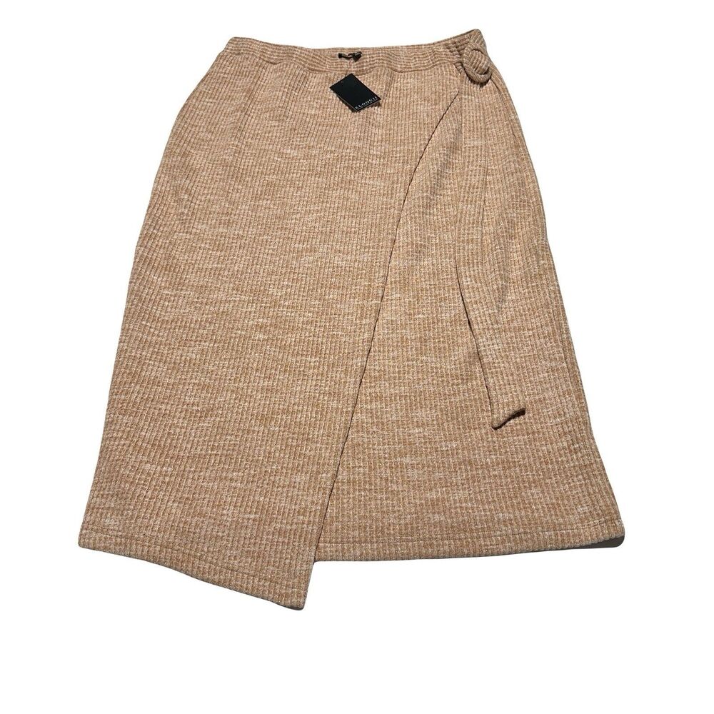 ELOQUII Faux Wrap Sweater Skirt Buckle Detail Size 16 Midi Ribbed NWT